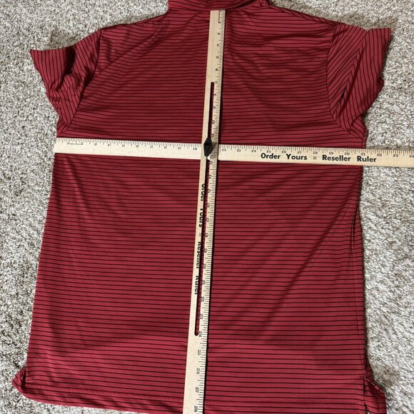 PGA TOUR Polo Shirt Mens Medium Red Black Striped Golf Performance Athletic - Picture 5 of 7